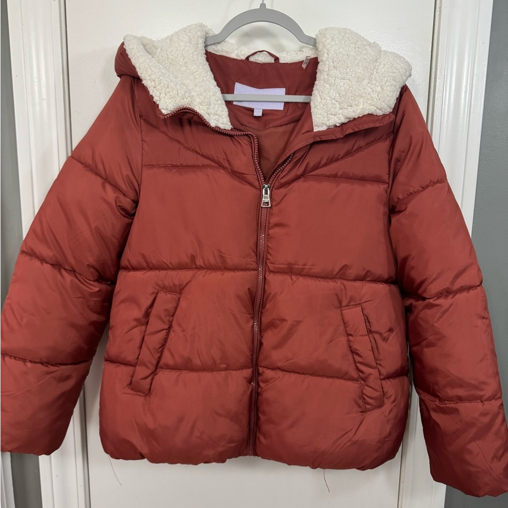 Madden Girl Rust Jacket with Sherpa hood lining